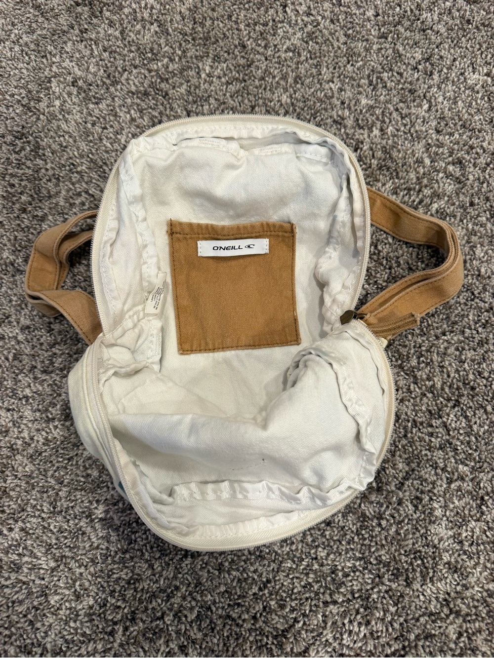 O’Neill Floral Mini Backpack Canvas Cream Tan Boho Beach Travel Bag - Picture 4 of 5